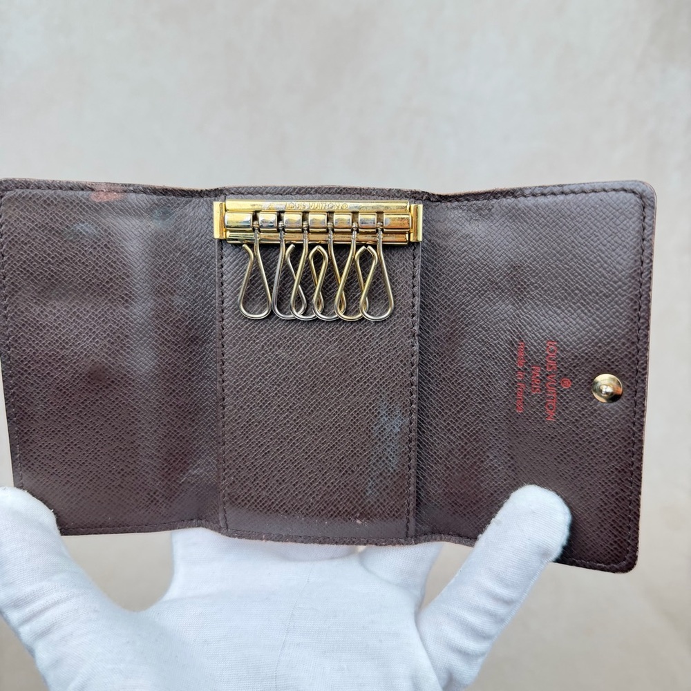 Louis Vuitton Damier Ebene 6 Key Holder Brown Canvas Gold Hardware - Picture 6 of 13